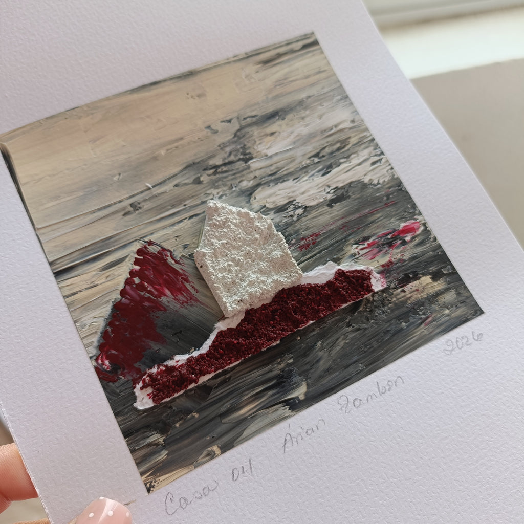 Cuadro contemporáneo original con textura de arena natural firmado a mano Casa 05