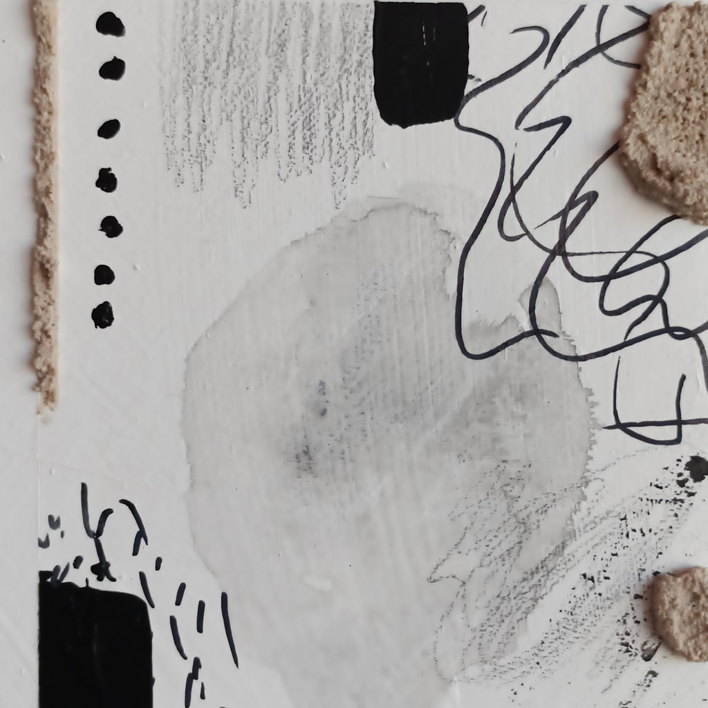 Detalles cuadro abstracto con textura de arena natural firmado a mano 20 