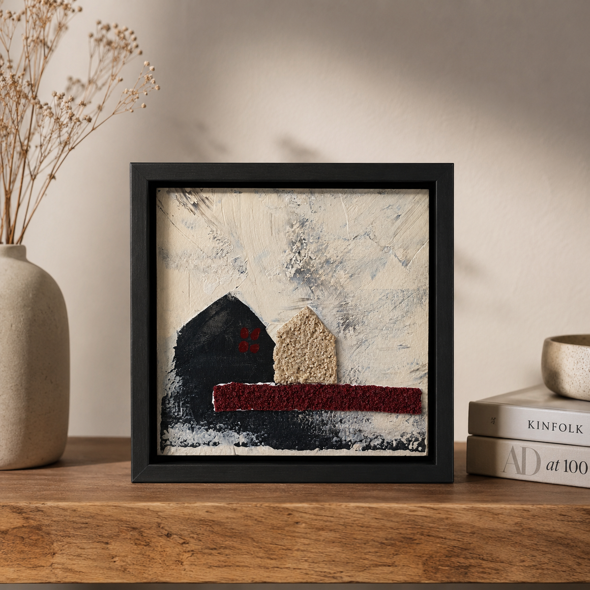 Recreación de cuadro original contemporáneo con textura de arena natural Casa 01 Àrian Zambon 