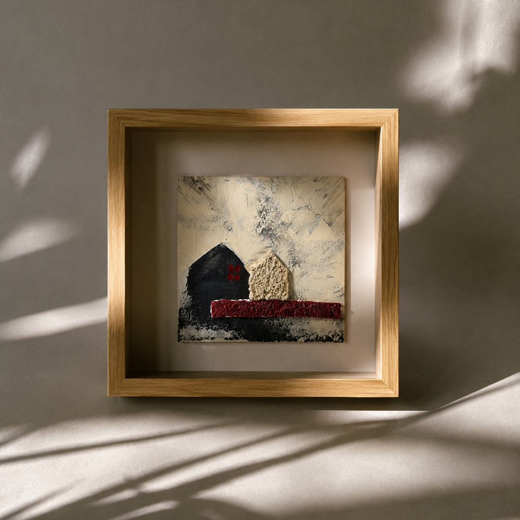 Recreación de cuadro original contemporáneo original con textura de arena natural Casa 01 Àrian Zambon 
