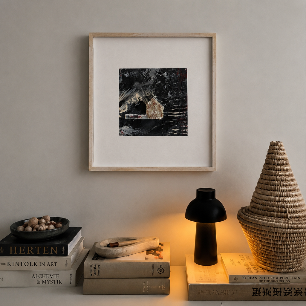 Recreación de cuadro original contemporáneo original con textura de arena natural Casa 03 firmado a mano 