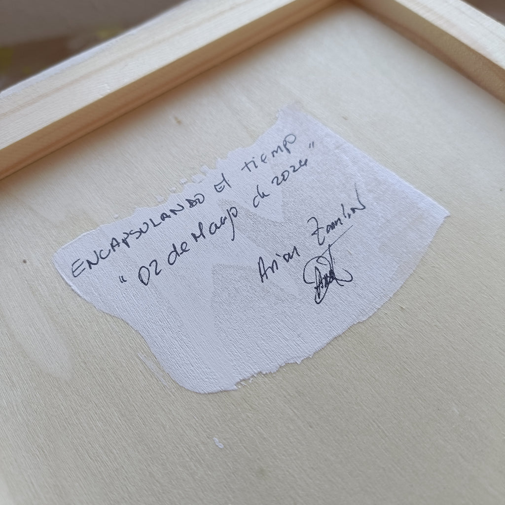 Reverso de cuadro abstracto original firmado a mano #2