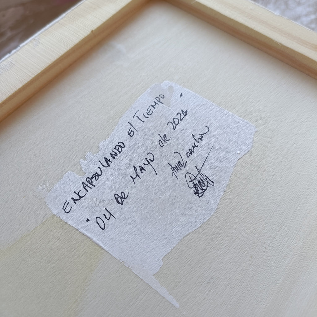 Reverso de cuadro abstracto original firmado a mano #4