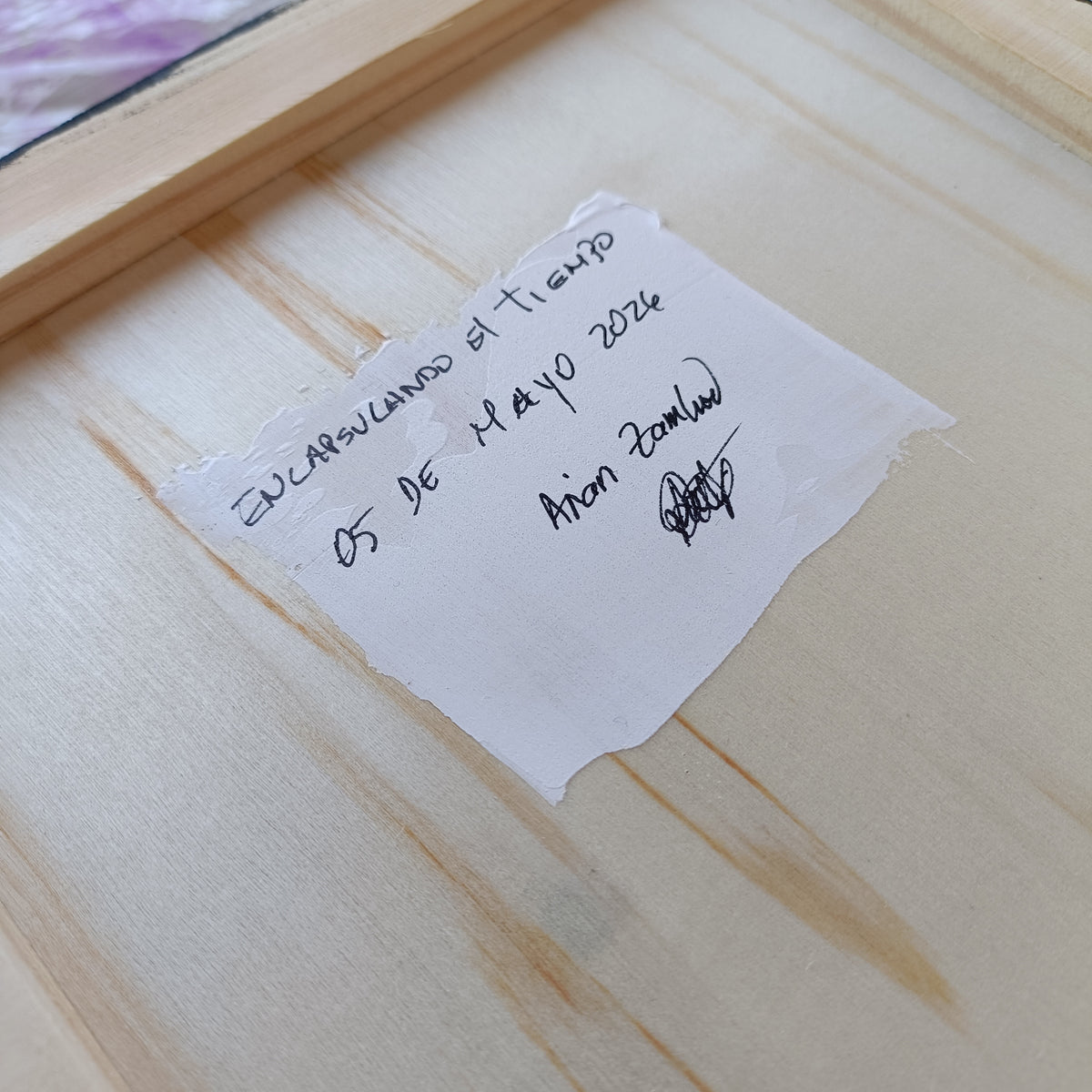Reverso de cuadro abstracto original firmado a mano #5